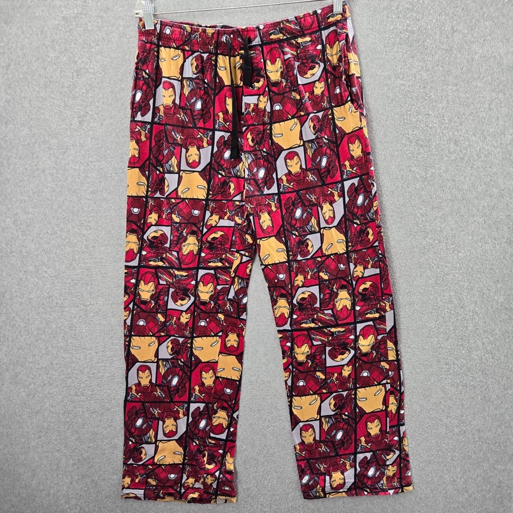 Captain America Men Sleepwear XL Red Pajama Pants Marvel Allover Print‎ Pockets